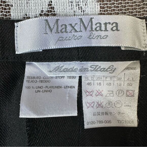 MaxMara Black 100% Linen Trousers with Hem Zip Detail - Picture 9 of 12